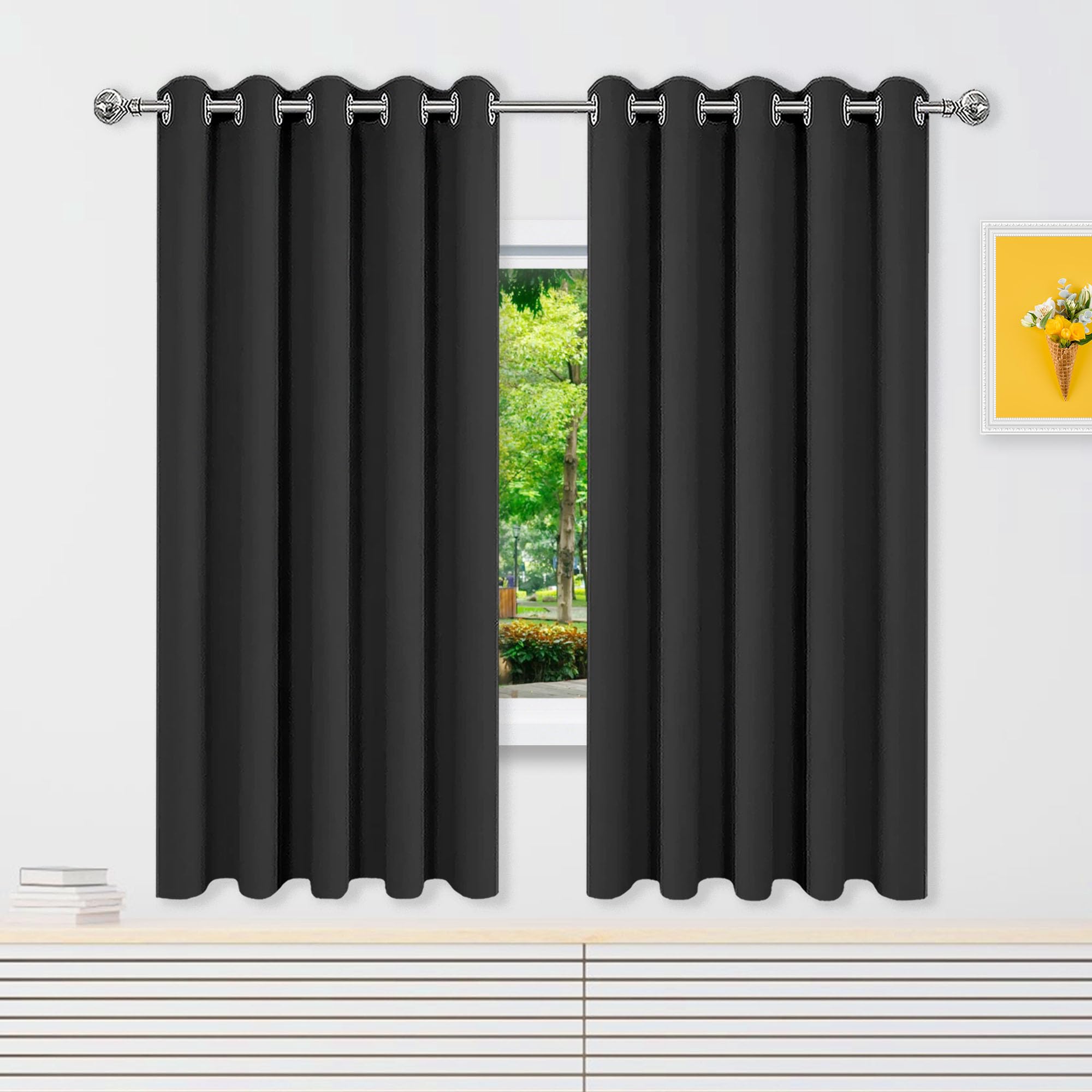 Rideaux obscurcissants 620 x 335 cm noir 100% anti-chaleur et anti-UV pour la chambre