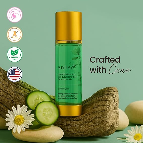Refreshing Cucumber Extract Face Toner | 4 fl. Oz | Deep Cleansing, Hydrating, and Pore Reducing Tonic for All Skin Types Alcohol-Free, Paraben-Free, Sulfate-Free, Vegan | Hydration for Glowing Skin:This gentle face toner is formulated with Aloe Vera & Acid to hydrate improve texture.