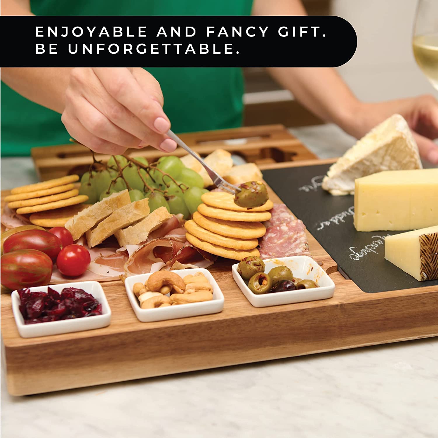 Buy Premium Large Charcuterie Board Gift Set. Acacia Wood Luxury Cheese