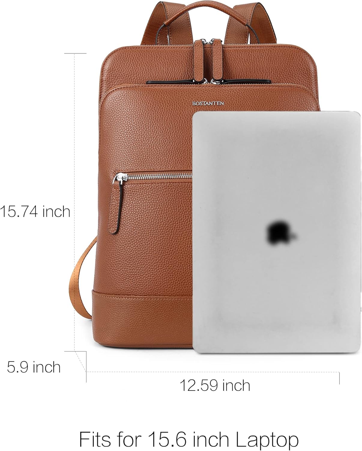 BOSTANTEN Leather Laptop Backpack for Women 15.6 inch Computer Bag Travel Work Daypack Large Size Bag - Image 4