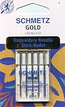 Schmetz Gold Titanium Lot de 5 aiguilles à broder 90/14 (plus épais)