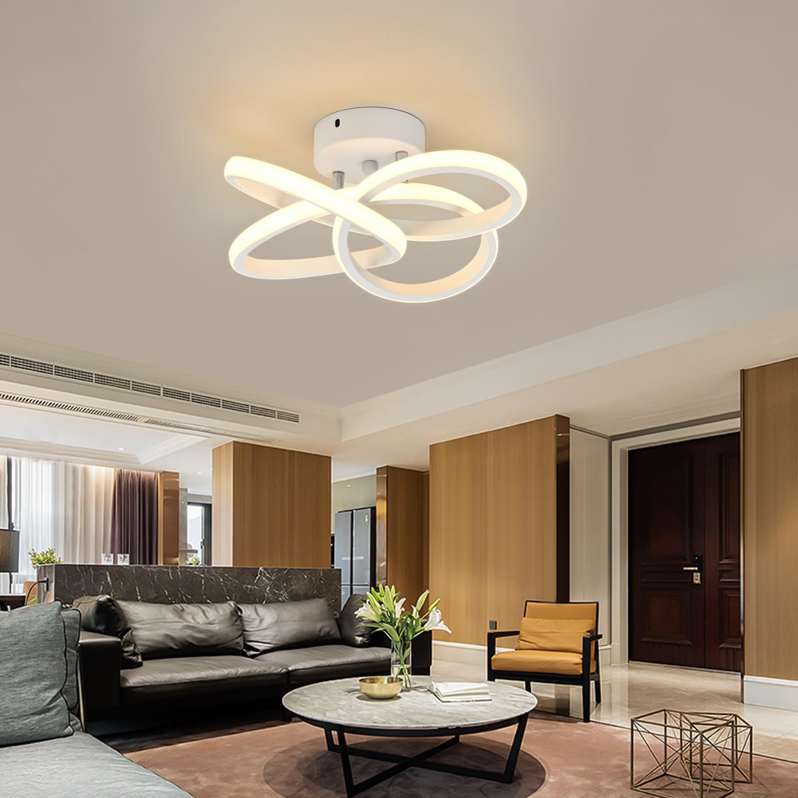 Plafoniera LED,Lampada da Soffitto Moderna 36W 3900lm, Plafoniere Design Fiore,Lampadario acrilico bianca per Soggiorno Cucina Bagno Camera da Letto Corridoio,Luce Bianco caldo 3000K,Diametro 31cm | Moderna Lampada da soffitto 36W 3900lm,Lampada di lusso,