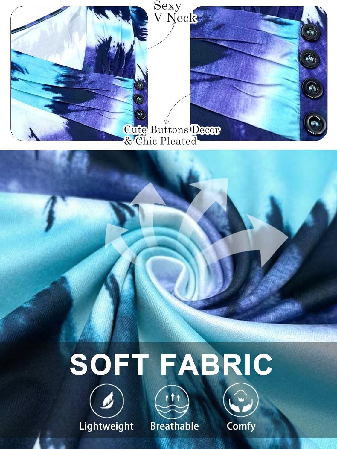 DOLNINE Plus-Size-Tops for Women Casual V Neck Tshirts Short Sleeve Tees Fashion Floral/Pattern Print Tie Dye Tunics XL-5XL - Image 3