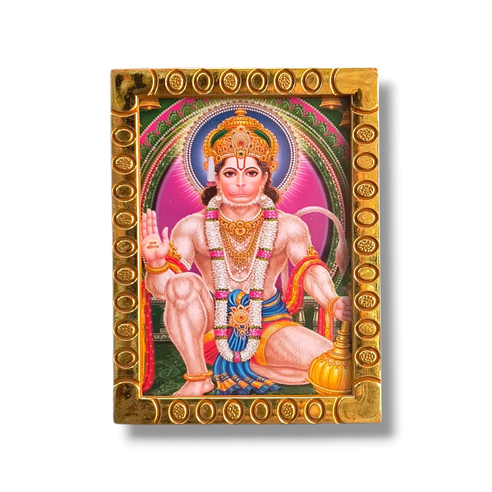 Small Ashirvad Hanuman Table Top Photo | Religious Pooja Picture | Compact Size 9 x 6.5 cm-image-5