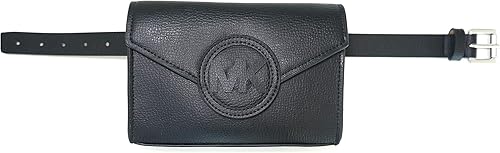 Michael Kors Riñonera de piel auténtica negra (LXL), Negro -