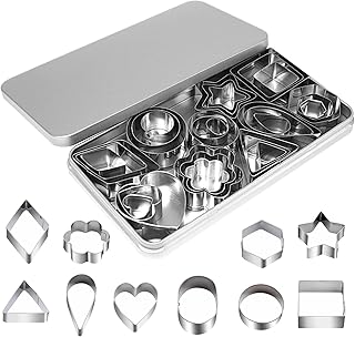 Stainless Steel Cookie Cutter Set - 30Pcs Multi Shapes Kit with Small Ci...