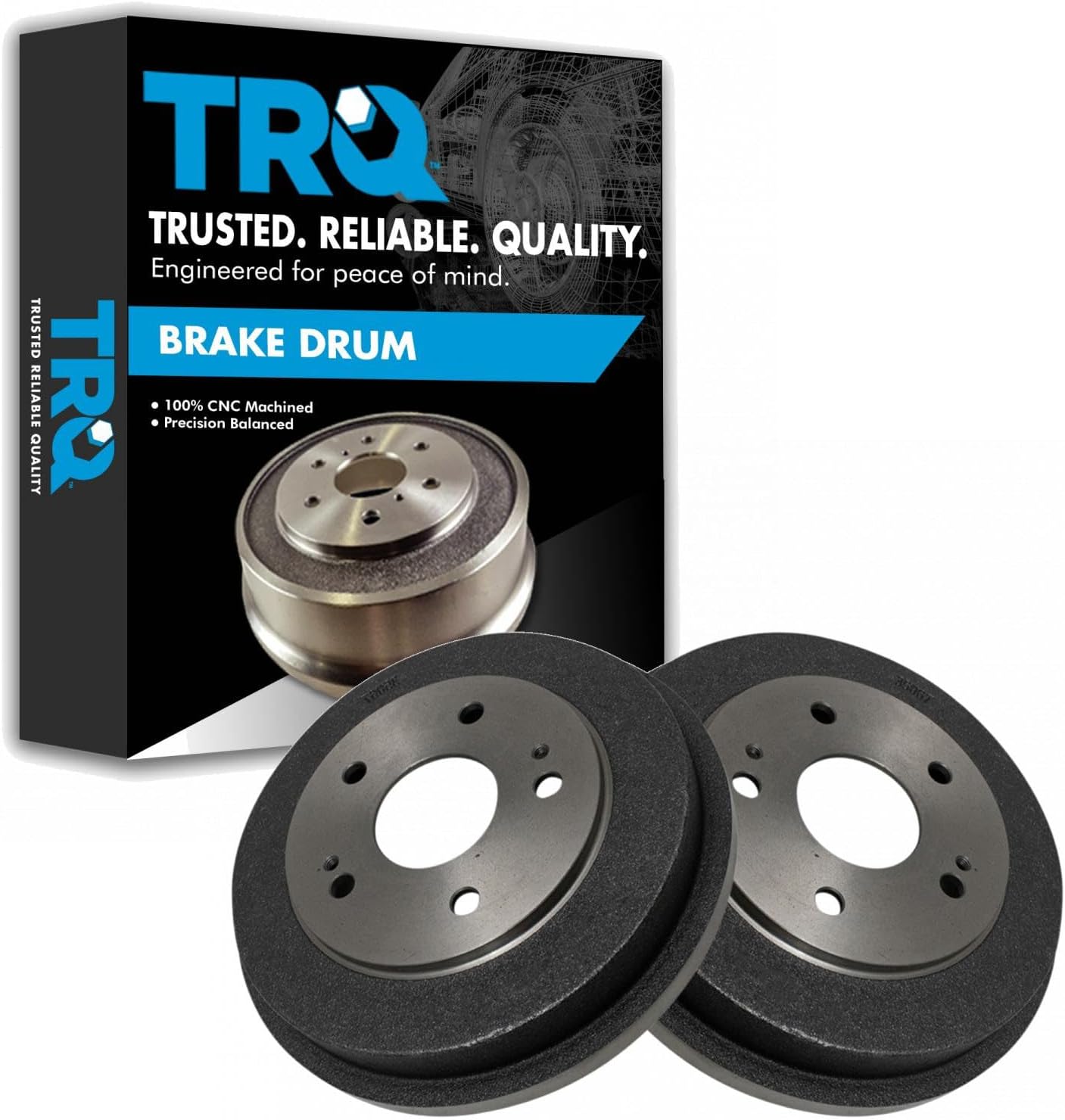 TRQ Rear Brake Drum Pair Set for 2006-2015 Honda Civic / 1997-2001 Honda CR-V / 2013-2014 Honda FIT