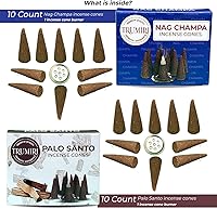 Vista 2 de TRUMIRI Incense Cones - Combo Pack of 20 Cone Incense - 10 Nag Champa + 10 Palo Santo - Insence Cones - Incense Cones Scented - Cone Incense Scents