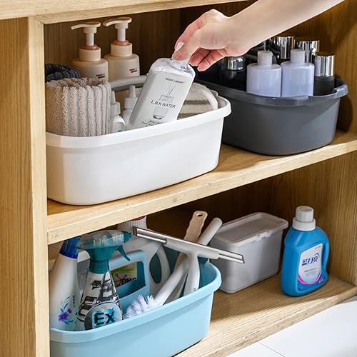 Miniatura 6 de JiatuA Organizador grande de suministros de limpieza con asa, cesta portátil de ducha, cubo de plástico, almacenamiento de herramientas para baño,