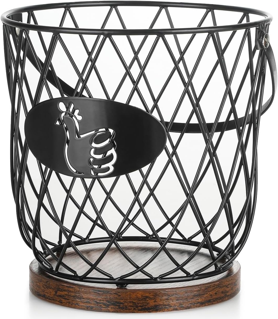Round Egg Basket for Gathering Fresh Eggs, Metal