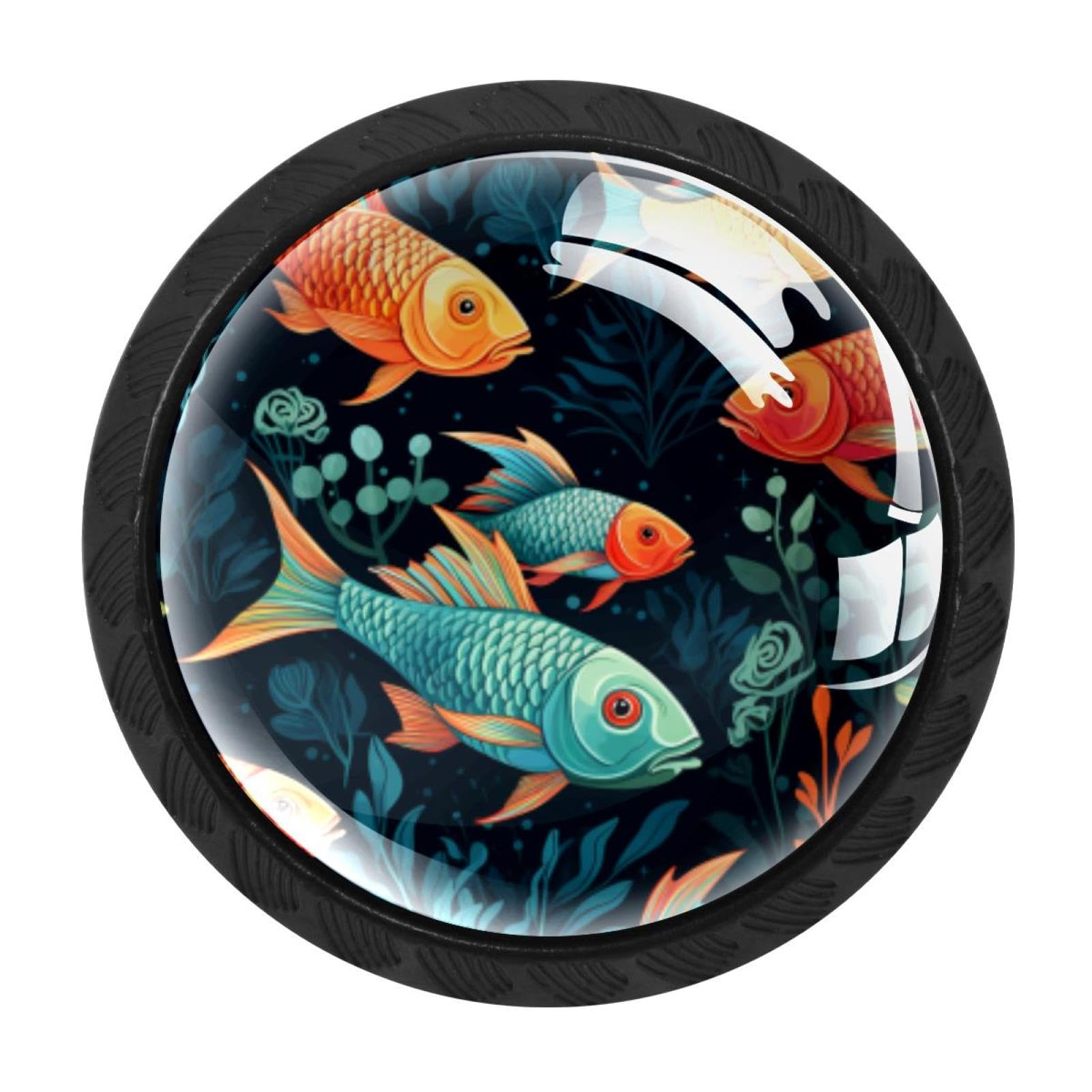 Chenzzzz Multicolored 11 4 Pack Round Cabinet Knobs For Kitchen Bathroom Closet Dresser Cabinets, Fish