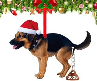 FaCraft German Shepherd Christmas Ornament 2025-2D Acrylic Dog Funny Black German Shepherd Ornament for Christmas Tree Decorations GSP Pet Xmas Gift for Women Men Dog Lovers Friend Family