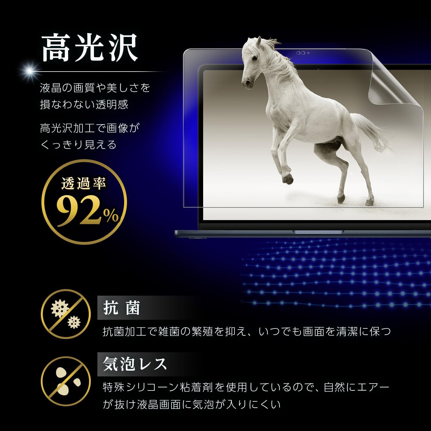 恵安 KDP10.1-N01 10.1インチ用 [高硬度10H 衝撃吸収 ブルーライトカット 抗菌 クリア] オールインハイスペック