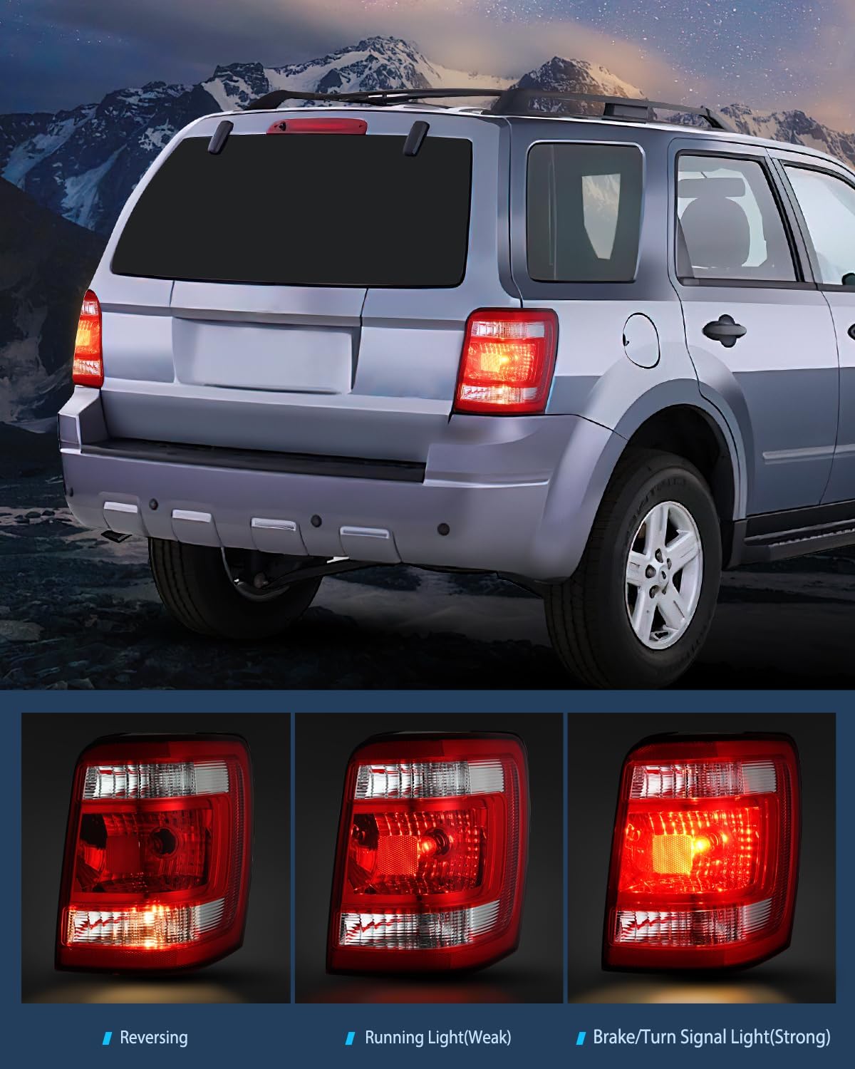 Nilight Taillight Assembly Compatible with 2008 2009 2010 2011 2012 Ford Escape Tail Lights Rear Lamp Replacement OE Style Passenger Side