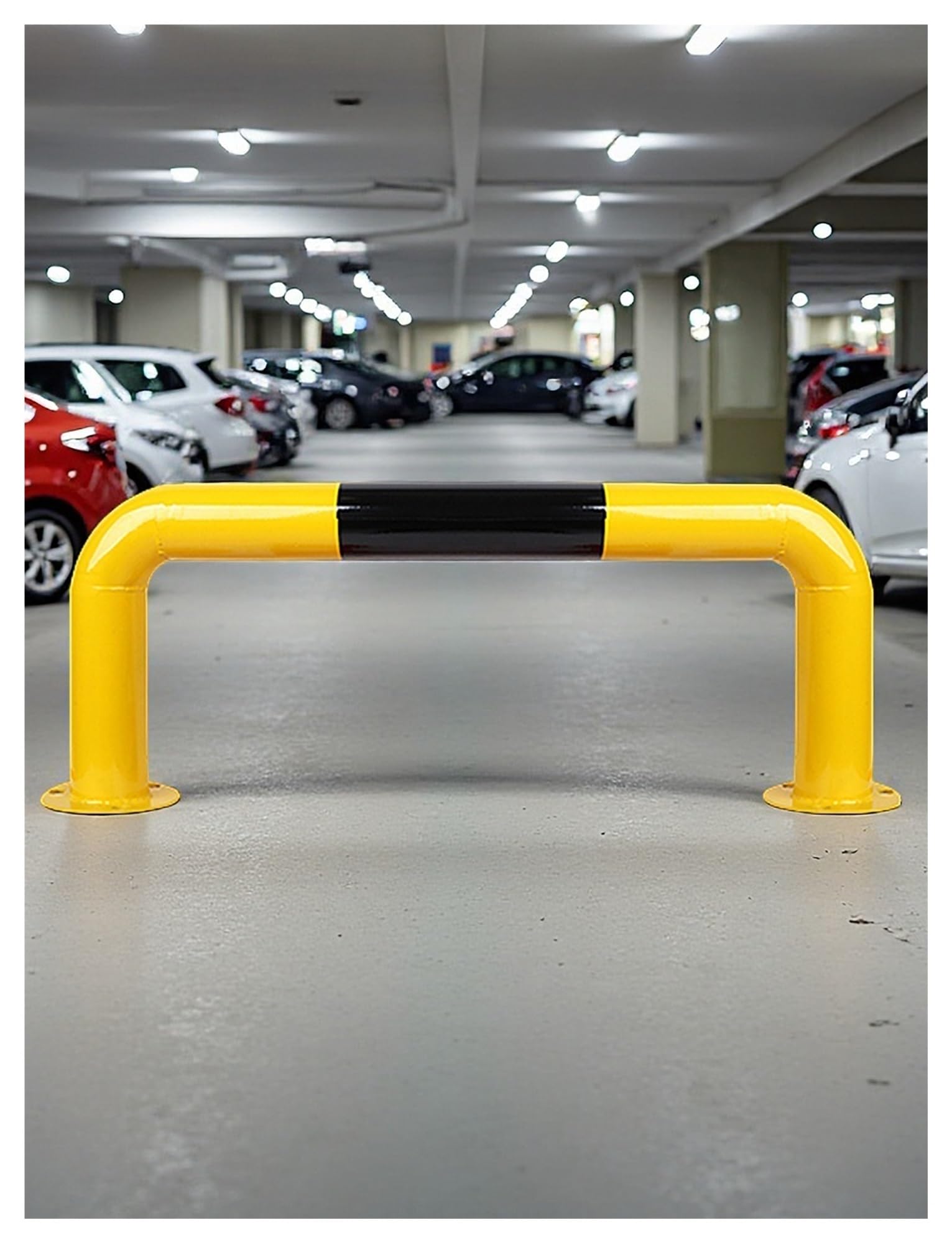 Barrera de estacionamiento en forma de U con tiras reflectantes, tope de vehículo resistente para mayor visibilidad y seguridad en calzadas, garajes y lotes comerciales