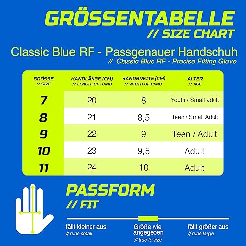 Miniatura 5 de GRIPMODE Guantes de portero clásicos azules para adultos y niños con forro de látex Griptec, adecuados para todo tipo de clima, protección para