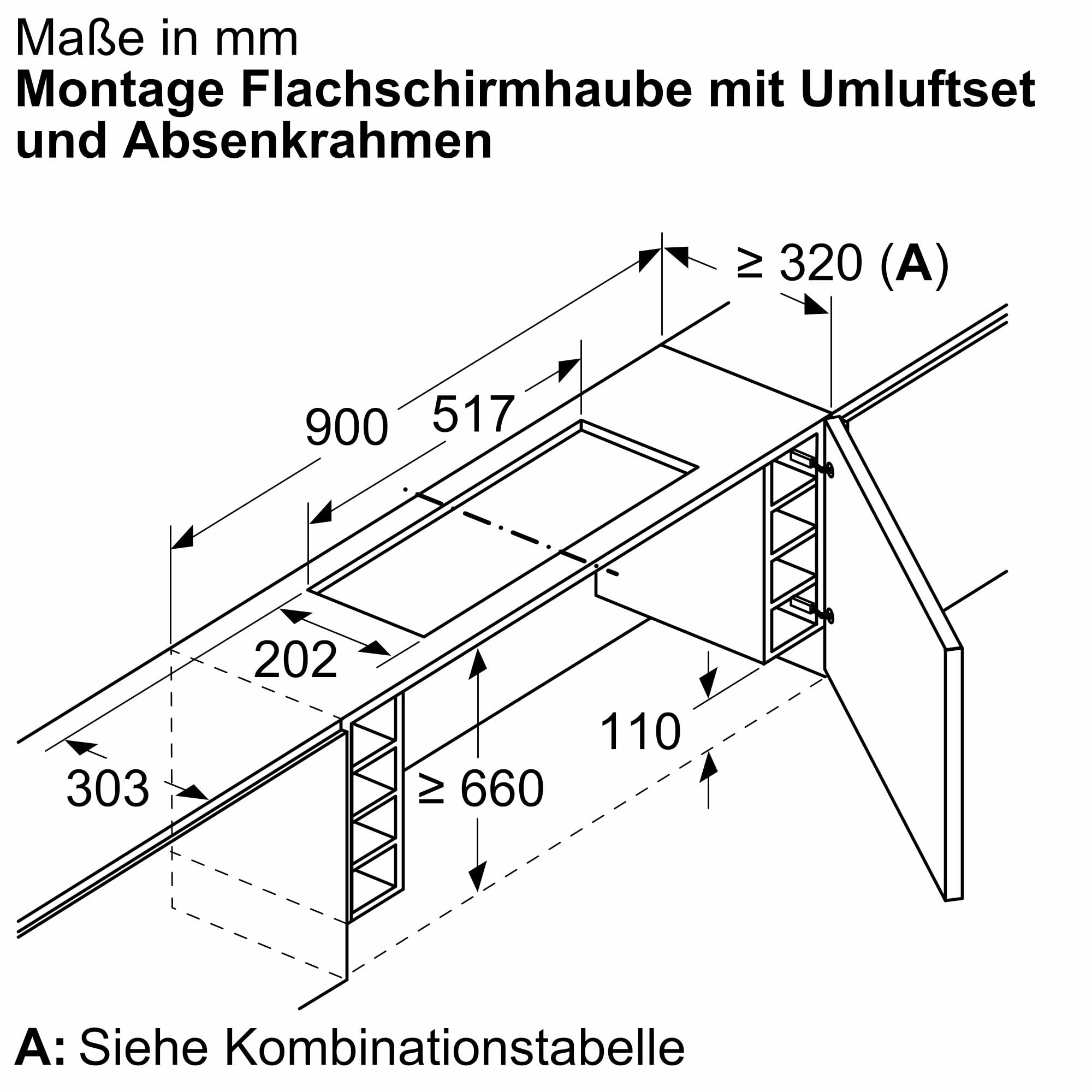 NEFF Z54TL90X1, Zubehör für Dunstabzüge, Absenkrahmen, 83 cm, kombinierbar mit Flachschirmhauben, Made in Germany