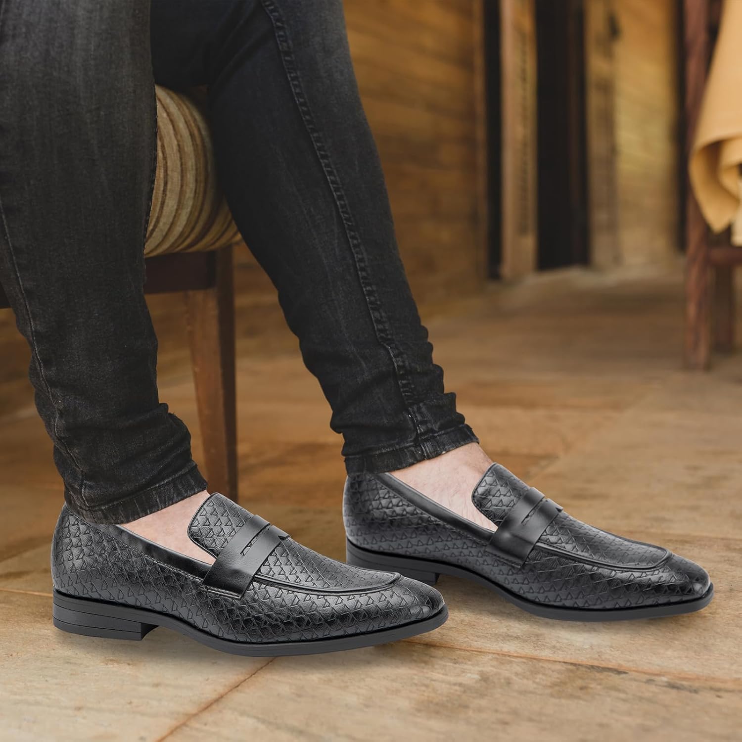 JITAI Mens Velvet Loafers Dress Shoes Loafers for Men Tuxedo Suit Shoes - Image 2