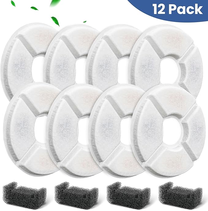 12 Filtros para Fuente de Agua para Gatos Beyolike, 8 Filtros y 4 Esponjas miniatura 5