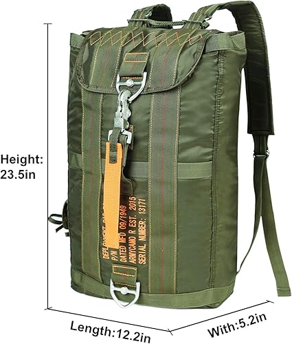 Miniatura 3 de Greencity AIR Force - Mochila de paracaídas con hebillas de paracaídas, bolsa de equipamiento de vuelo, mochila táctica, bolsa de despliegue, Verde,