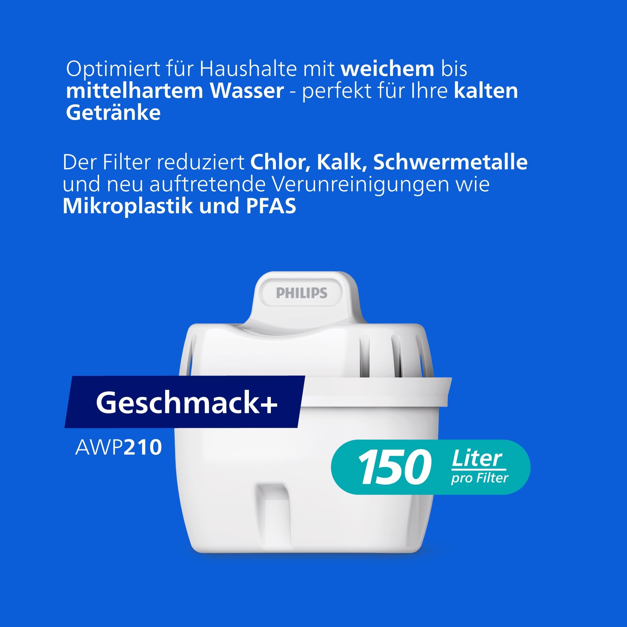 Philips Water Wasserfilterkanne +6 Geschmack+ Ersatzfilterkartuschen schneller Durchfluss elektronischer Timer filtert Chlor Kalk Schwermetalle und Mikroplastik 2,6 L - Image 2