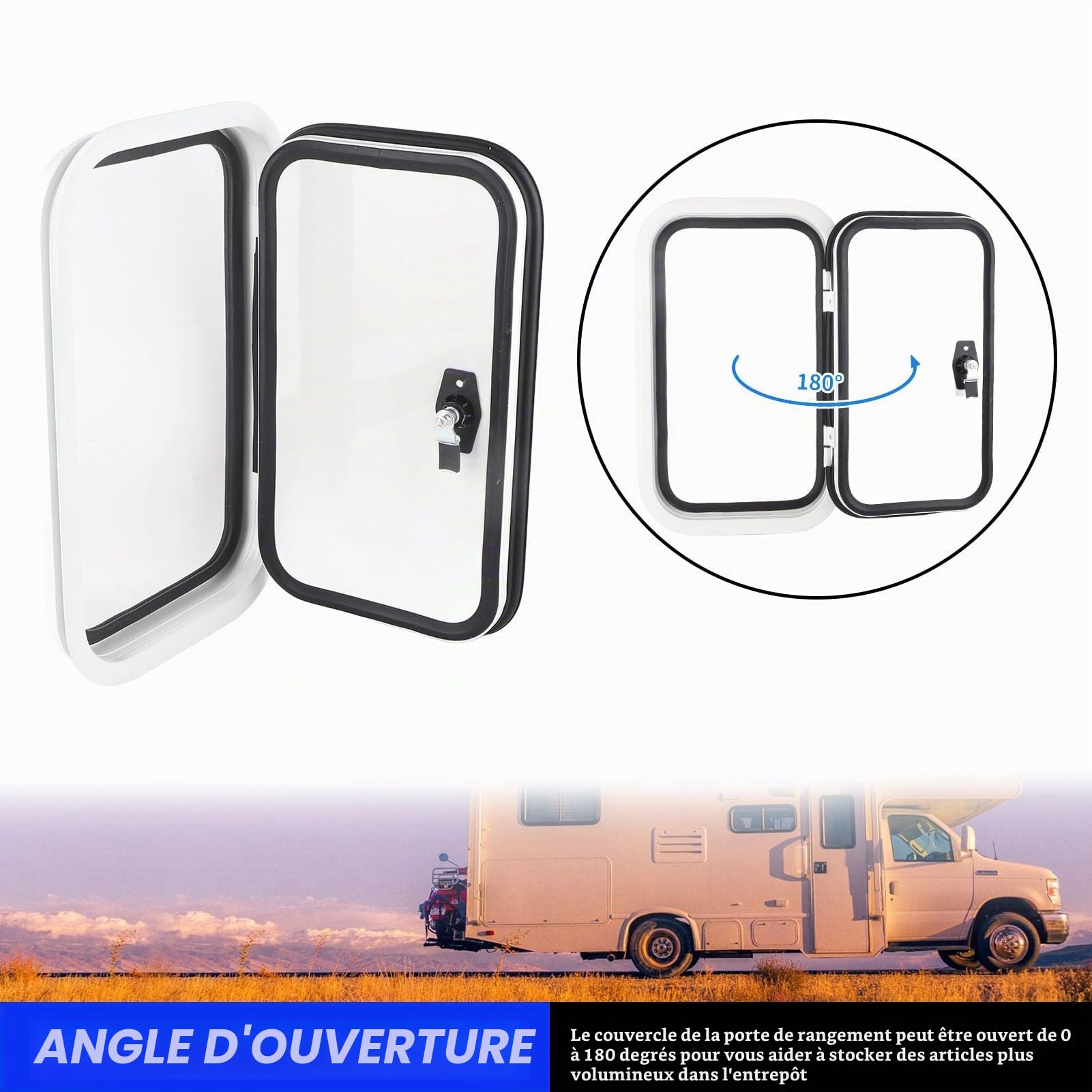 Rangement pour Camping-car Robuste 500 X 300 Mm avec Coins Arrondis avec Serrure Plate à Pression et clé pour Porte à Bagages RV Porte à Bagages RV H500 W300 Mm Coin Arrondi Une