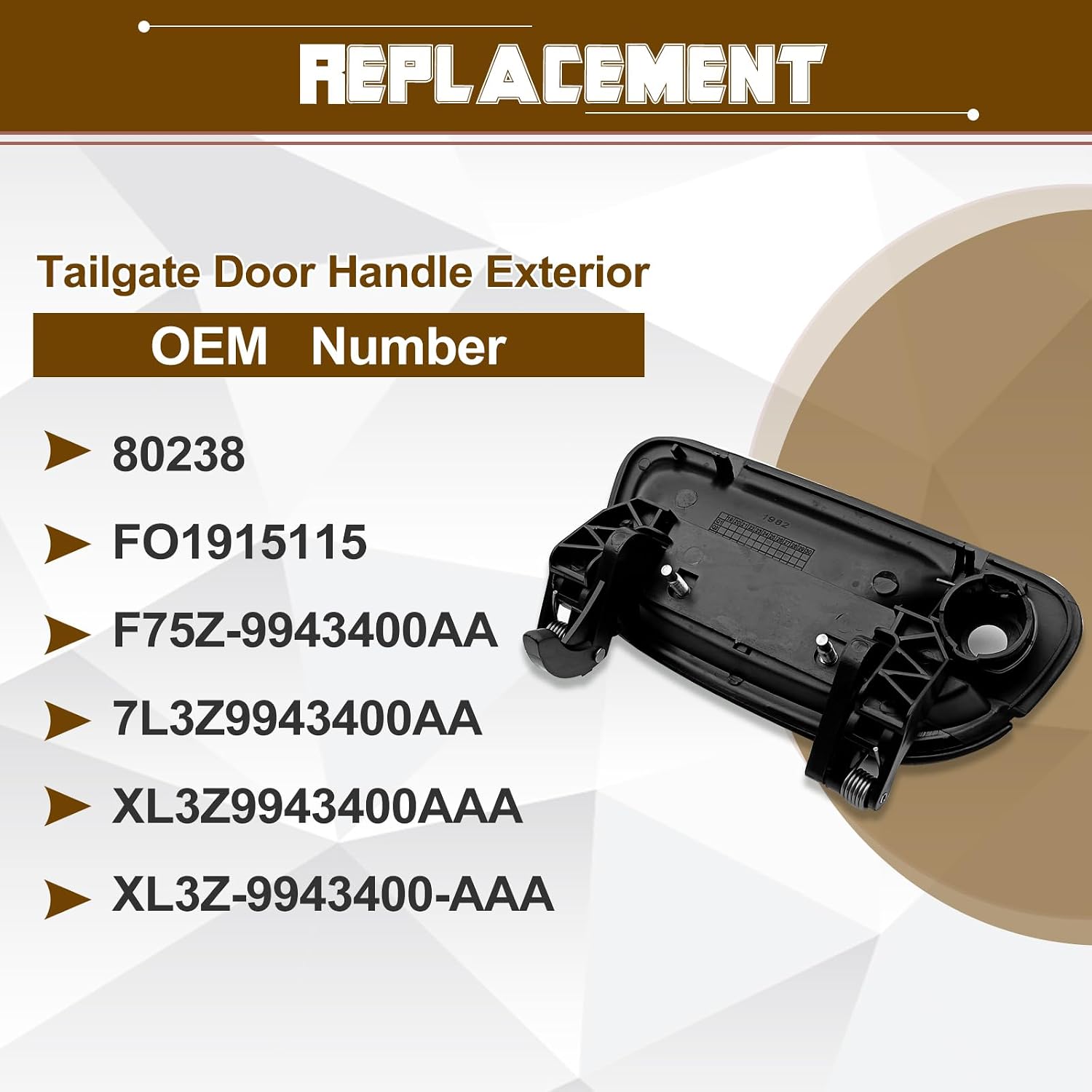 Tailgate Handle Exterior with Key Hole Replacement for OE# 7L3Z9943400AA 80238 Compatible with Ford F150 Explorer Sport Trac Outside Liftgate Latch Assembly Textured