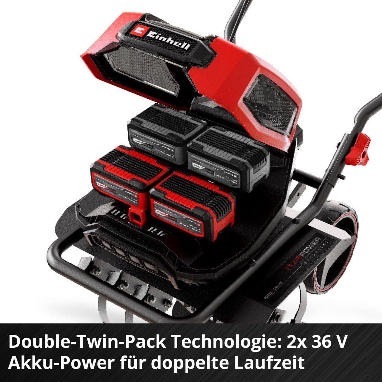 Einhell Akumulatorowa glebogryzarka GP-CR 36/45 Li E BL- Solo Power X-Change (36 V, bezszczotkowa, szerokość robocza 45 cm, głębokość robocza 23 cm, koła z regulacją wysokości, bez akumulatora)