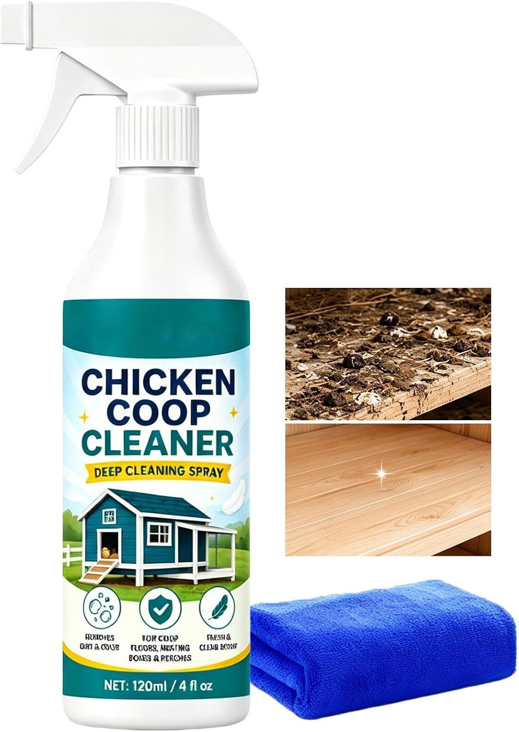 Chicken Coop Refresher 120ml Stain Cleaner Odor Remover Refresher Spray