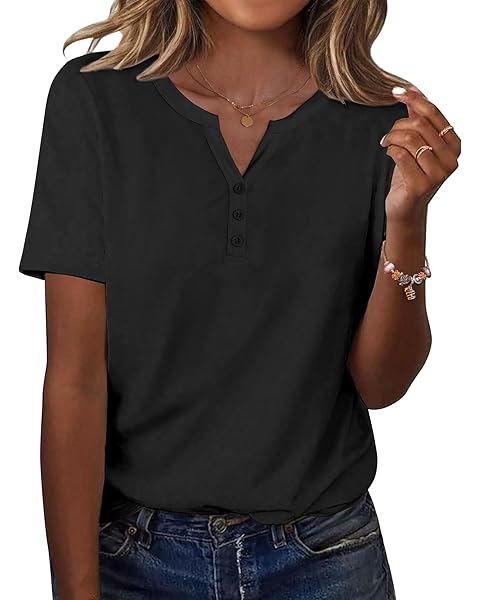 Zeagoo Womens Summer Tops Casual Short Sleeve V Neck Shirts Business Dressy Work Blouses