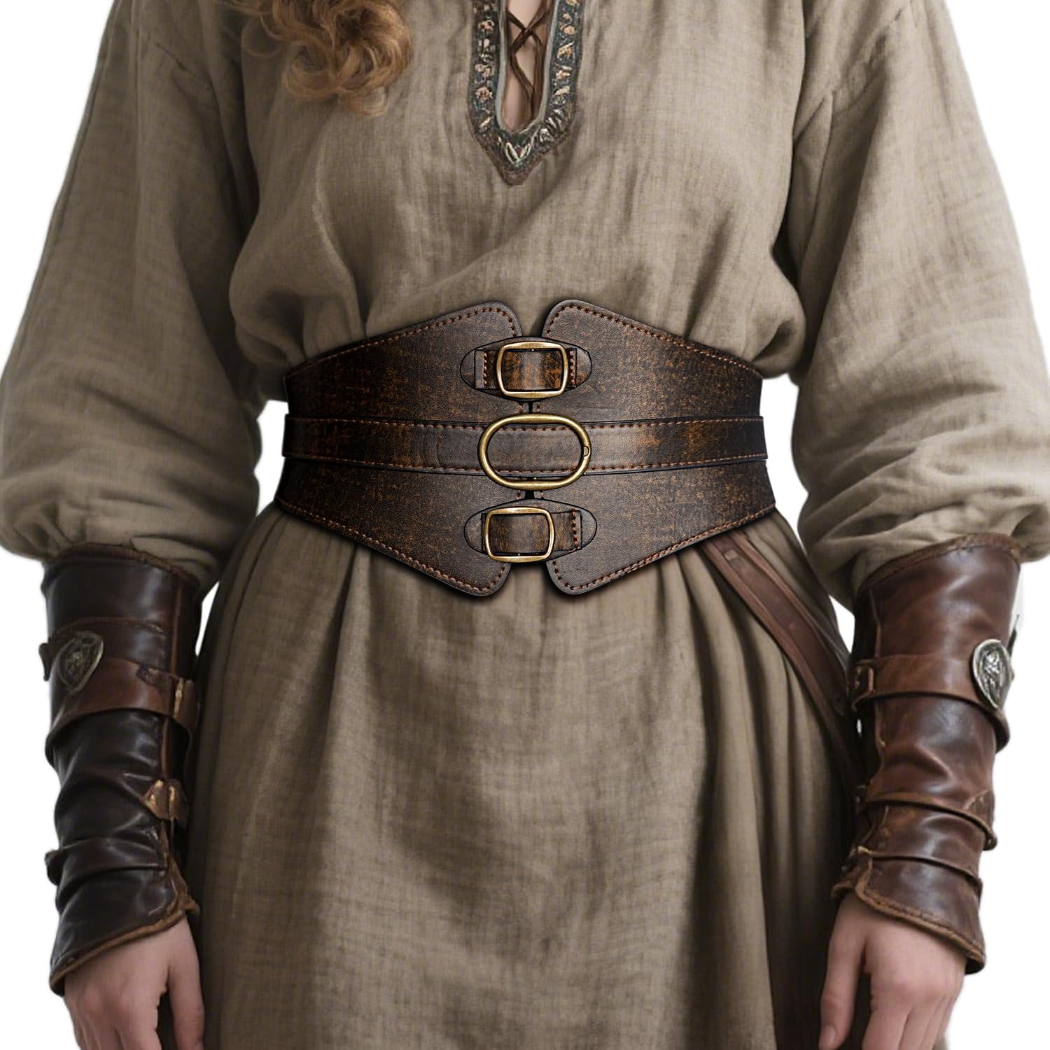 L'VOW Women's Viking Leather Corset Belt - Renaissance Cinch Belt for Halloween Medieval Daily Wear - Image 2