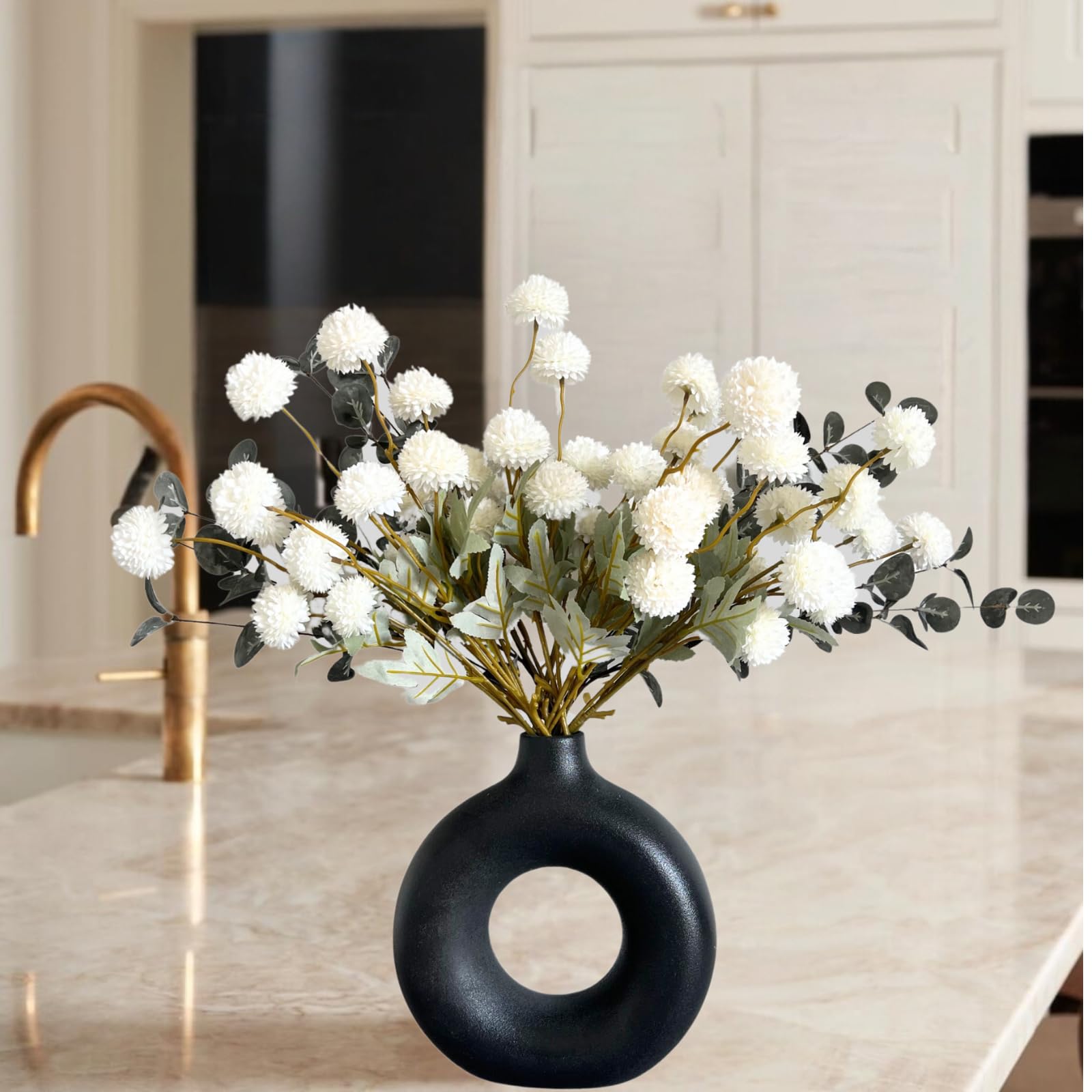 Amazon.com: RyddeligHome Faux White Kiku Flower + Large Black