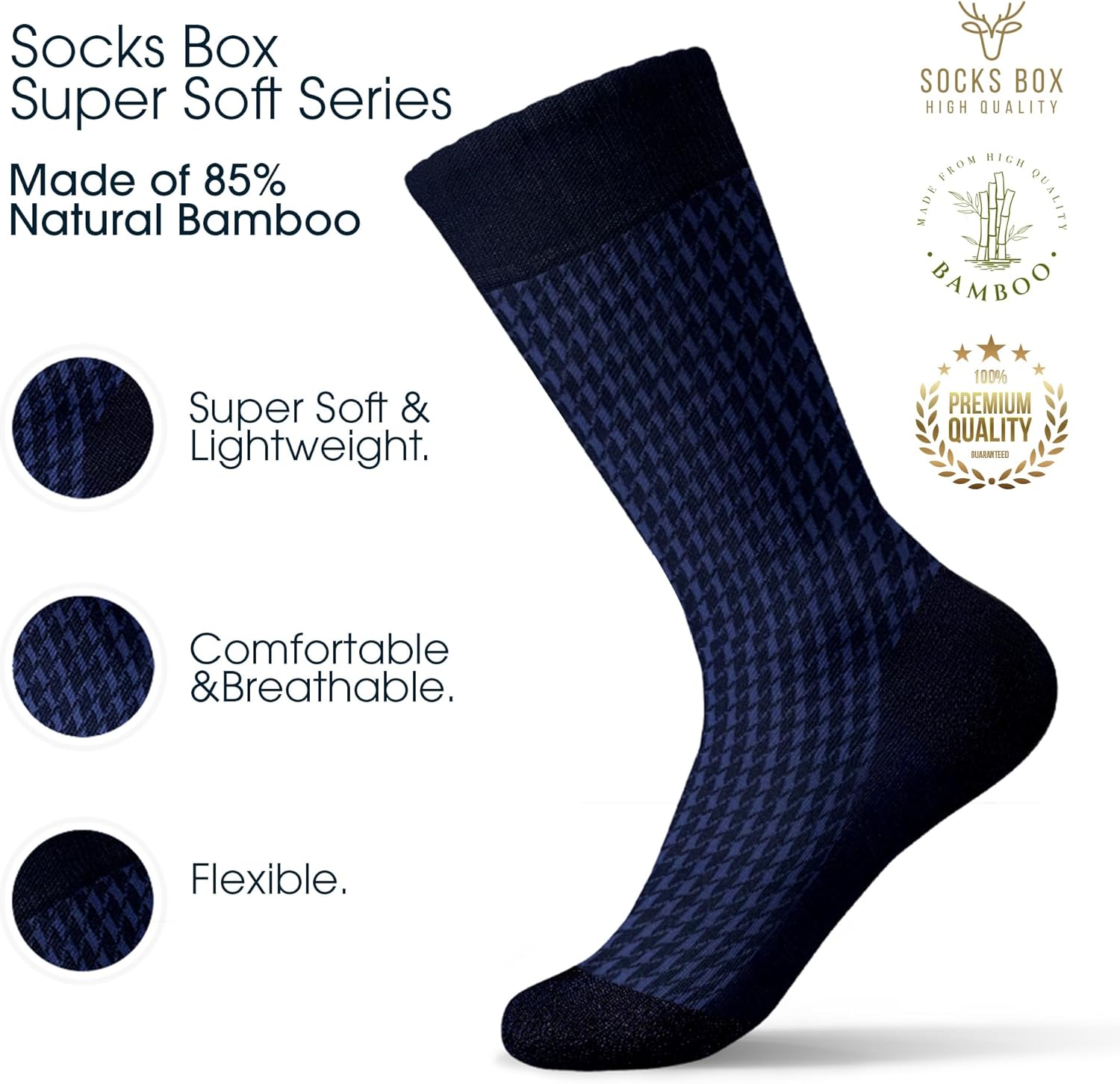 SOCKS BOX, Mens Dress Socks, Super Soft Natural Bamboo Rayon Socks for Men, Lightweight - Image 3