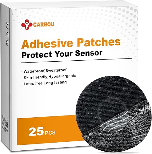 Carbou Parches adhesivos Freestyle, 25 parches transpirables impermeables con sensor CMG para Libre, Enlite, Guardian, cubiertas de sensor