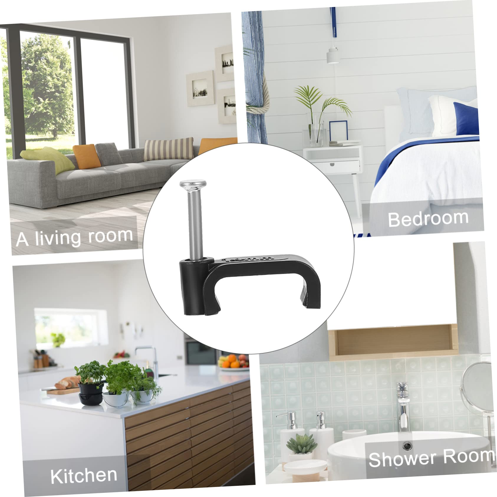 ARTIBETTER 100pcs Half Clamps for Fixing Tools Wall Clamps for Cords DIY Homeowner Kit