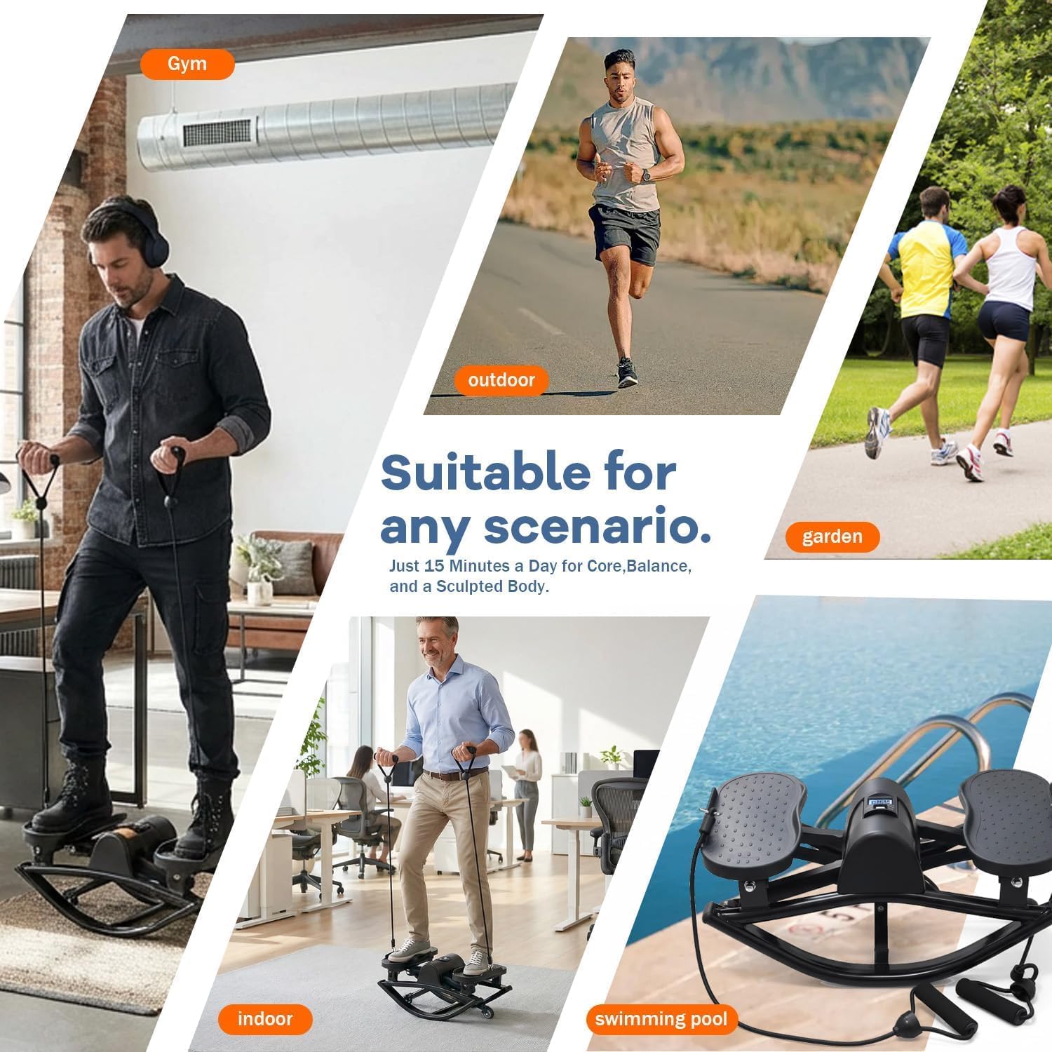 Rock Stepper, Side to Side Rocker Stepper Machine, Low-Impact Lateral Steppers for Knees and Joints, U-Shaped Rock Stepper Machine for Home Workout