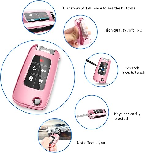 Vista 4 de QBUC Funda para llavero Chevy con llavero para Chevrolet Malibu Cruze Camaro Volt Equinox Sonic Impala Buick Regal Encore