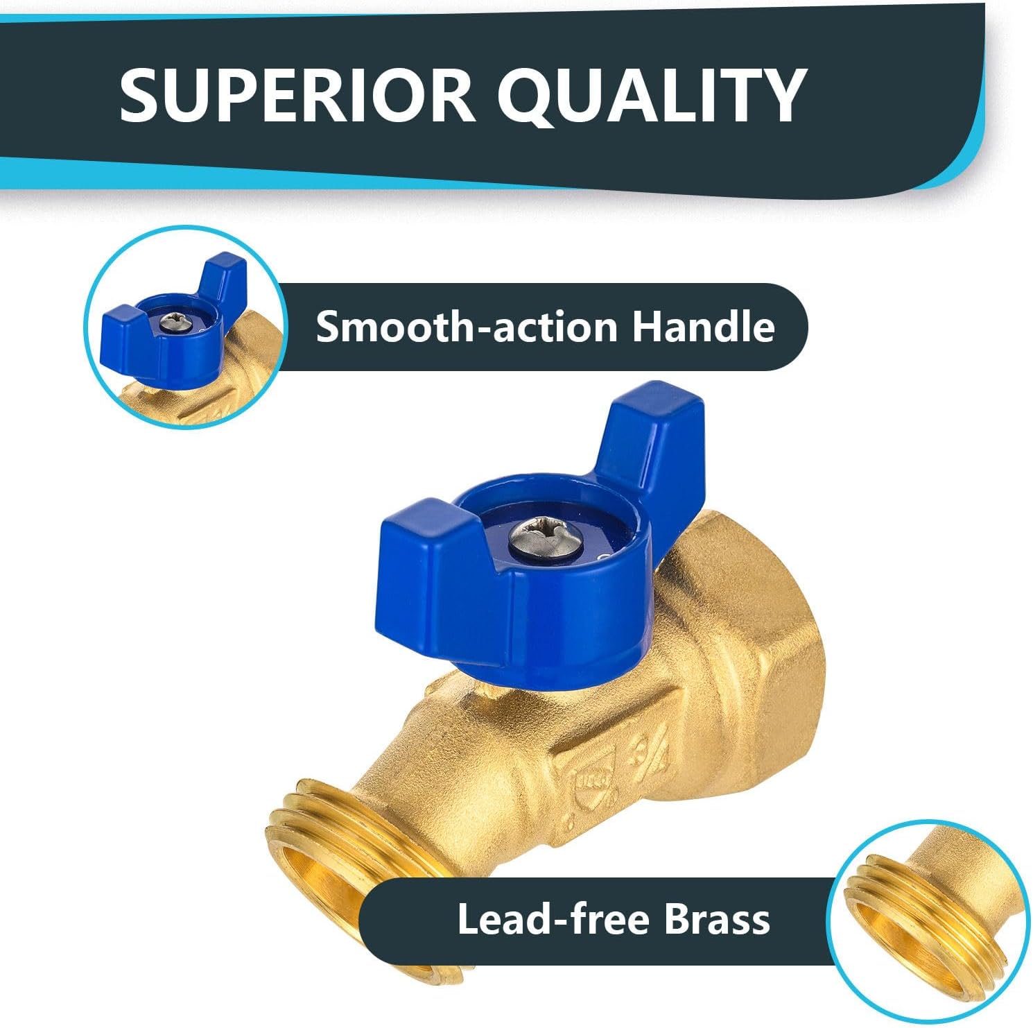 10 Pcs Hose Bibb Valve, 3/4" FIP x 3/4" Male GHT Brass Plumbing Fitting, for Garden and Outdoor Water Connection