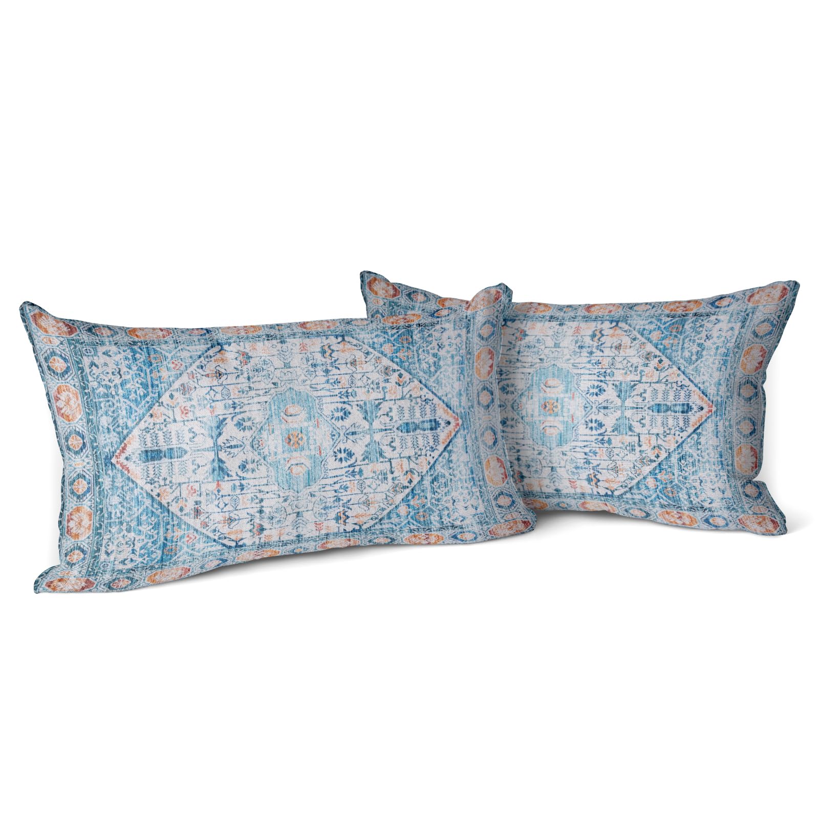 Snylcce Boho Throw Pillow Covers Set of 2 Aquablue Antique & Vintage Design