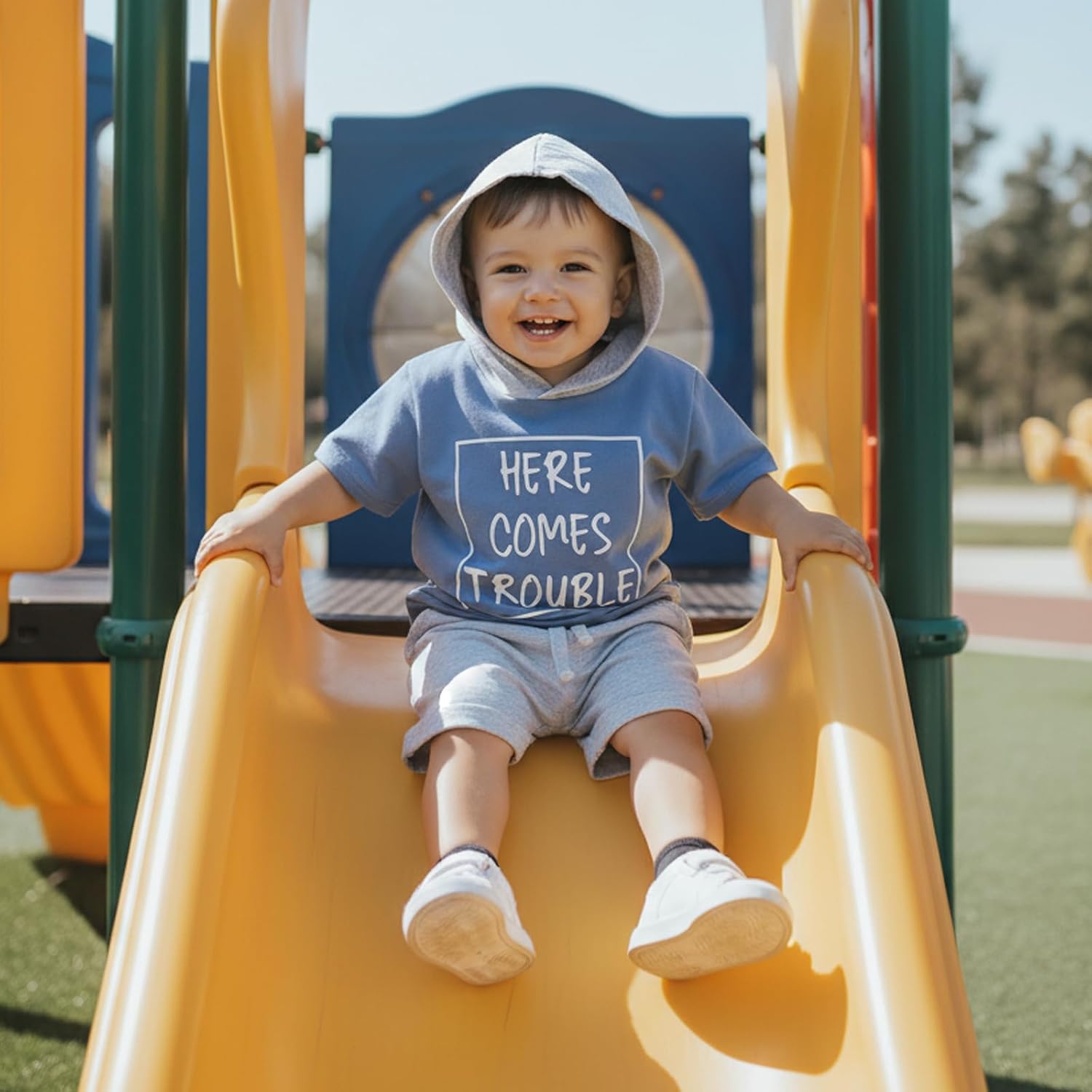 Toddler Baby Boy Summer Hooded Outfit Funny Contrast Short Shirt Shorts Infant Clothes Summer 6 12 18 Months 2T 3T image 3