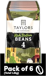 Taylors of Harrogate Rich Italian Coffee Beans, 200 g (Pack of 6 - Total 1.2kg)