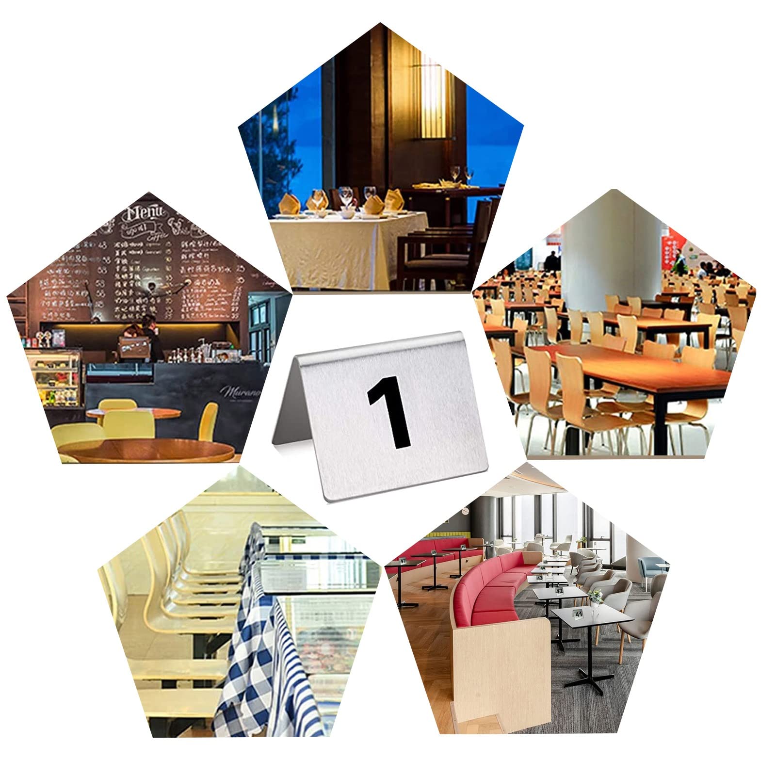 Números De Mesa Apilables De Metal, Tarjeta De Número De Mesa De Doble Cara | Señales De Números 1-50 De Acero Inoxidable For Restaurantes Cafés Bares Boda, Mesa De Carteles
