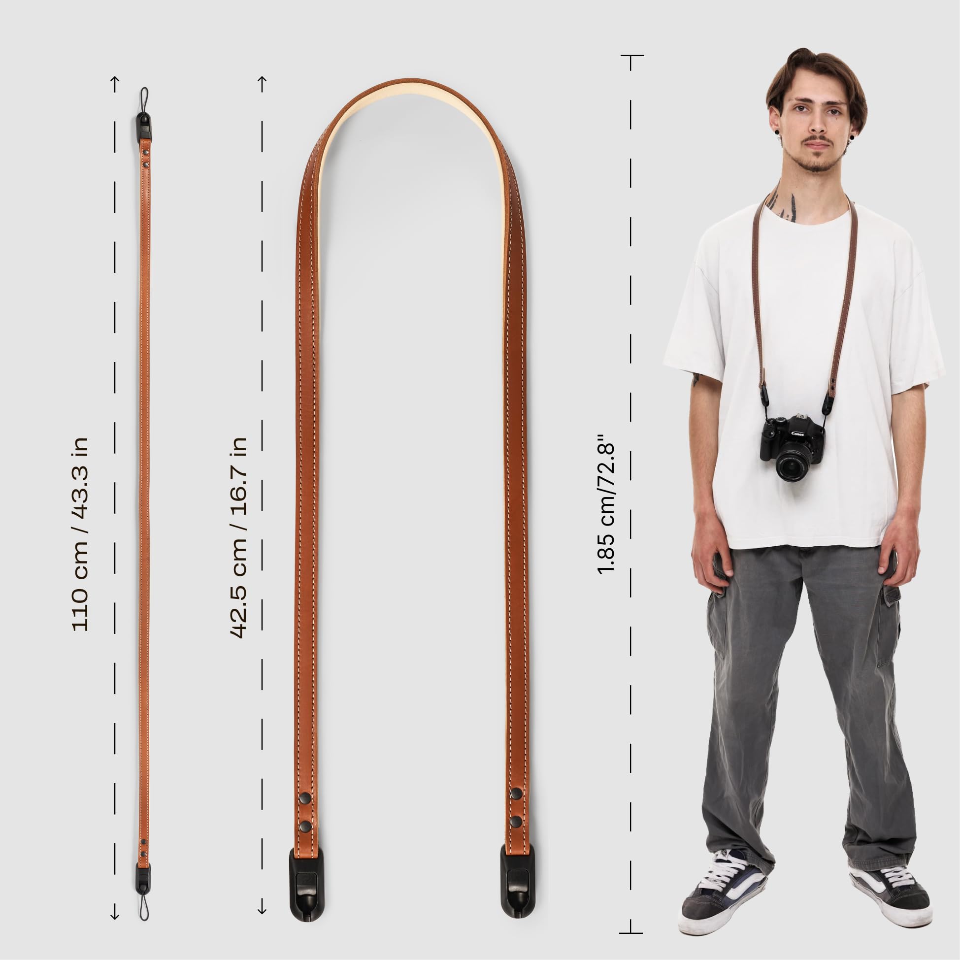 C Coiro Correa delgada de cuero para cámara con liberación rápida, correa de hombro ajustable para cámara DSLR SLR, compatible con todas las marcas de cámaras, acolchada/marrón