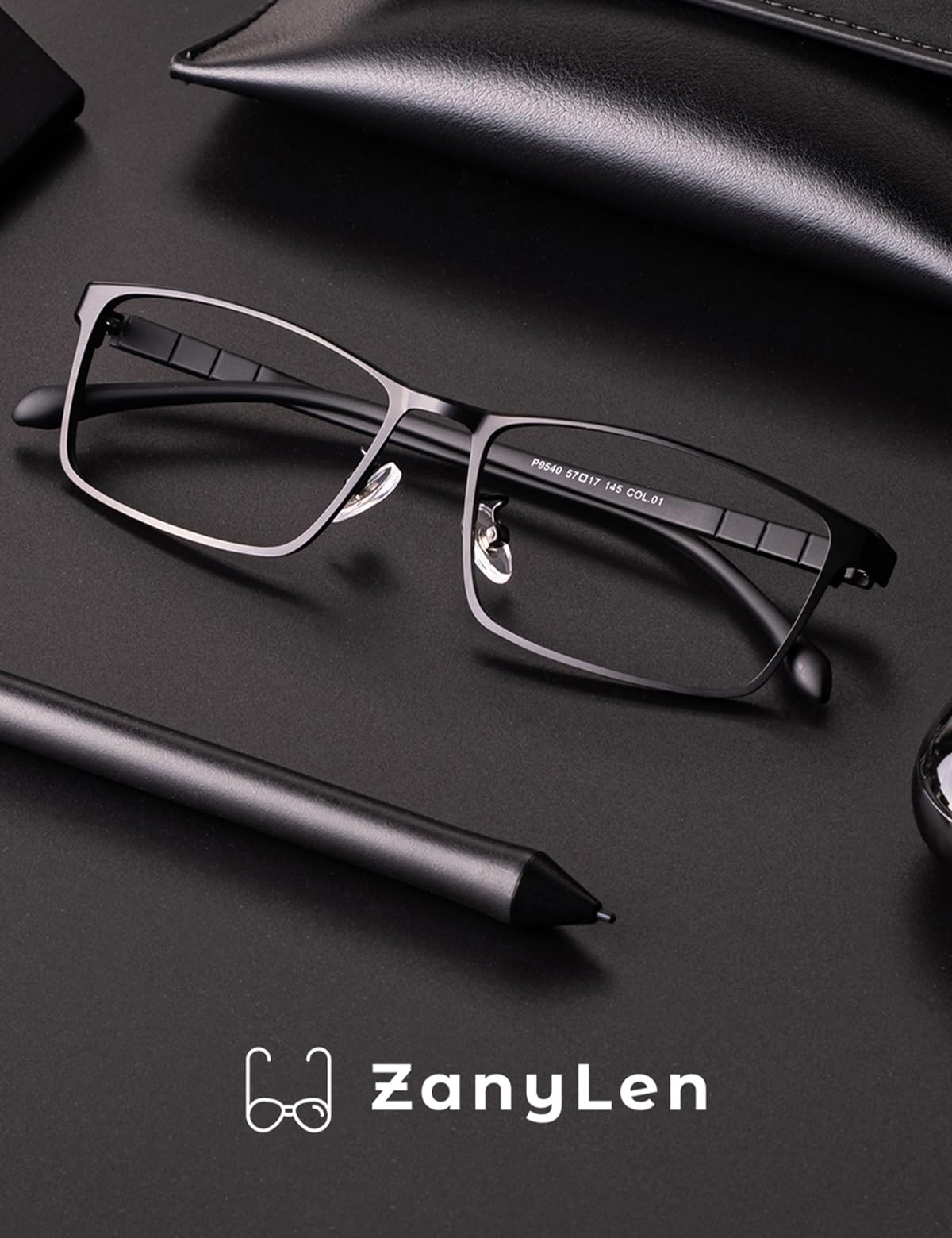 ZanyLen Blue Light Blocking Glasses Men Computer Gaming Glasses Rectangle Metal Full Black Frame Anti Glare/UV400 Clear Lens…