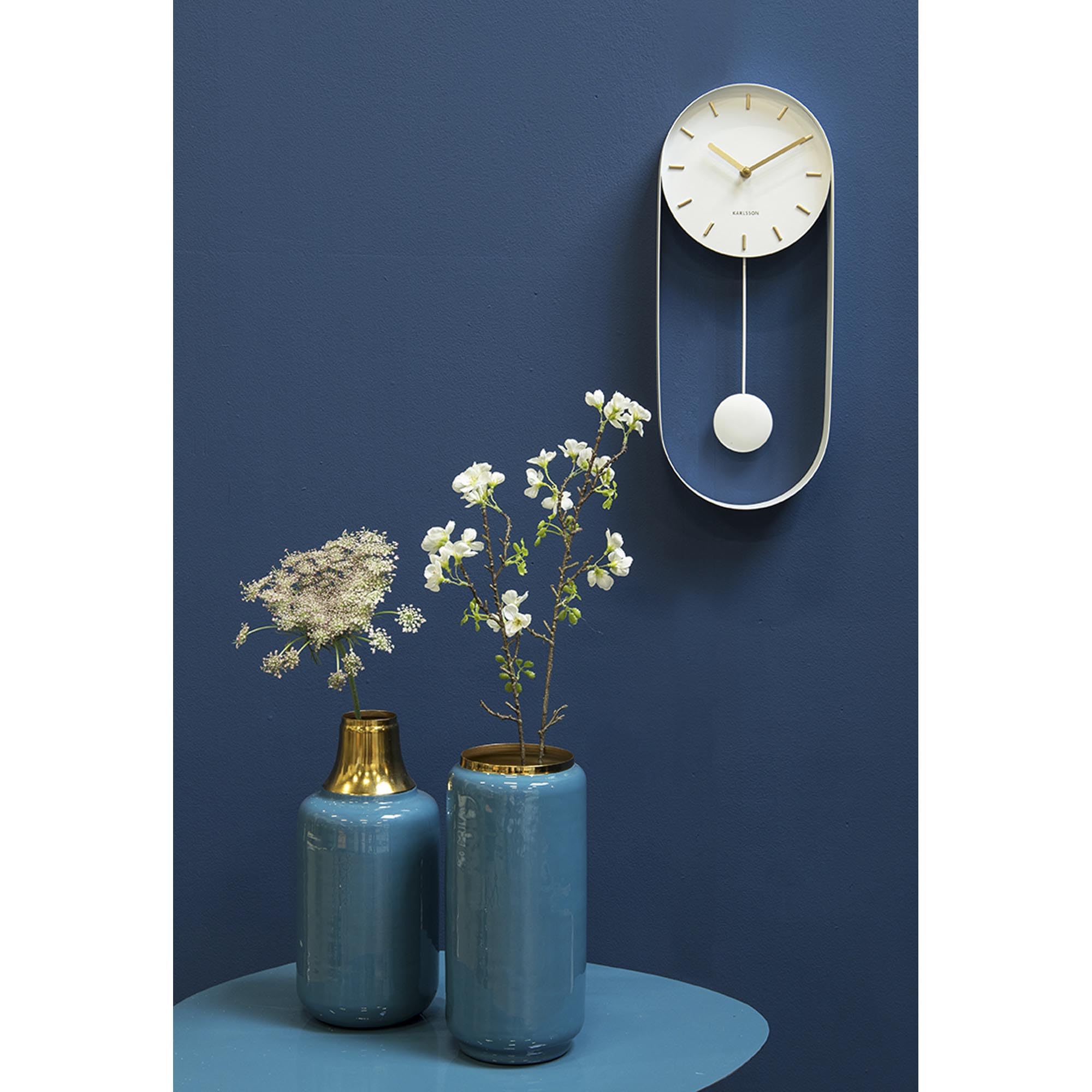 Karlsson Wall Clock Pendulum Charm Steel White