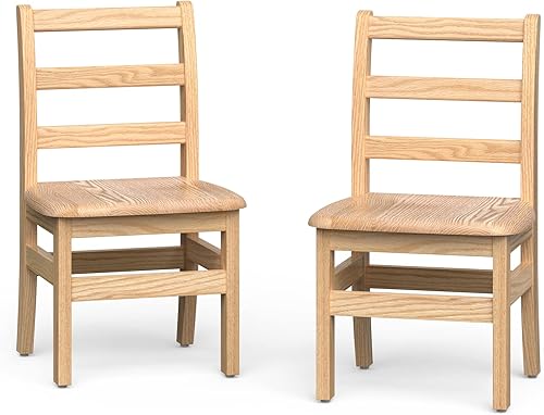 Miniatura 8 de Foundations Little Scholar - Juego de 2 sillas de madera para niños, madera maciza de roble dura, totalmente montadas para asientos de aula escolar,