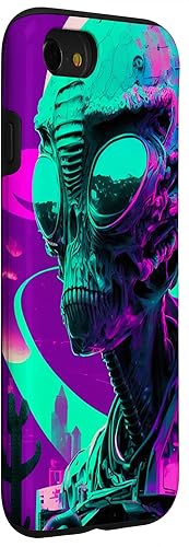 Vista 33 de iPhone 12 Pro Max Cool Retro Alien Sunset Tropical Trippy Vaporwave Sky Art Case