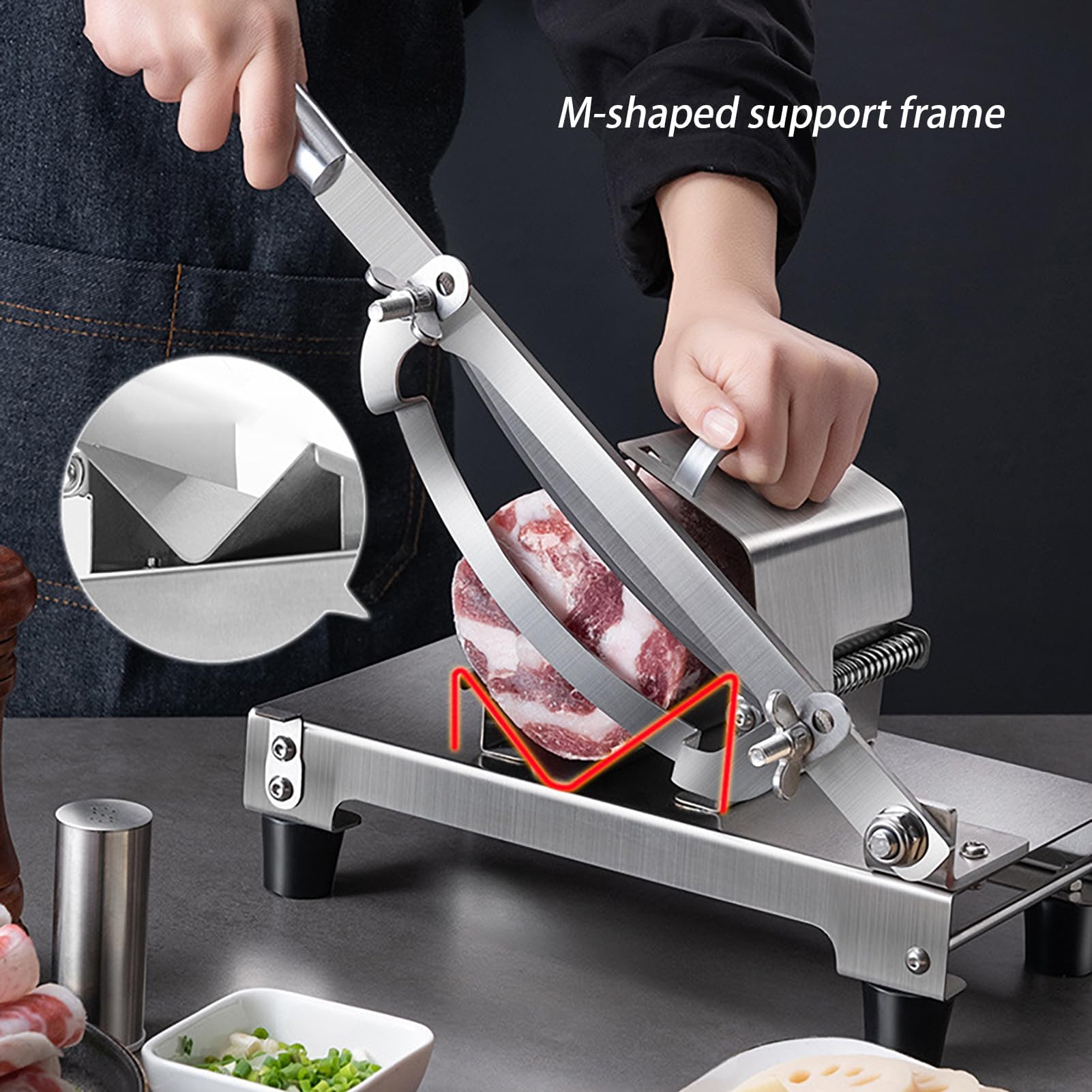 Máquina Cortadora De Carne Manual De Acero Inoxidable