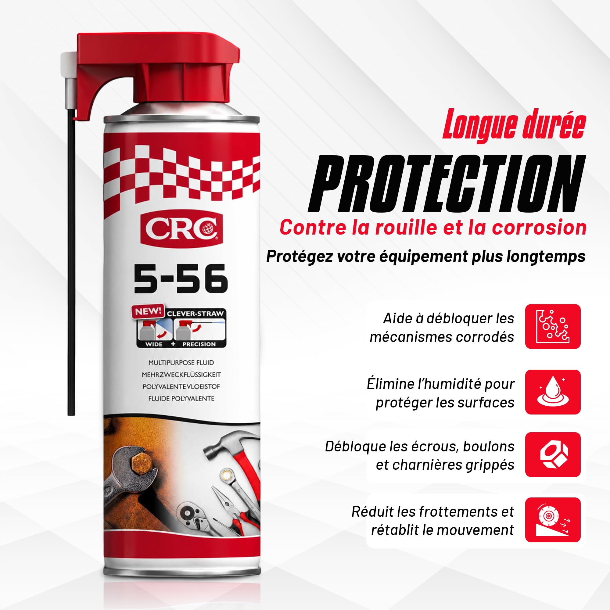 CRC 5-56 - Pack de 6 lubrifiants Multifonction - Spray Double Position - Dégrippant puissant - Anti-corrosion - Anti-Humidité - 500 ml