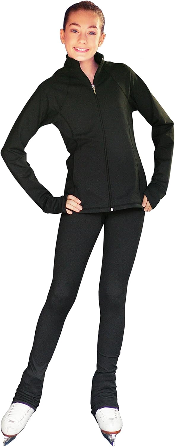 ChloeNoel PS792 3" Waist Band Black/Color Cuffs Elite Figure Skating Pants & Front Pocket